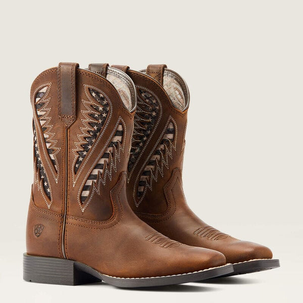 Ariat Kids - 8" Quickdraw VentTEK American Flag Western Boot - Square Toe