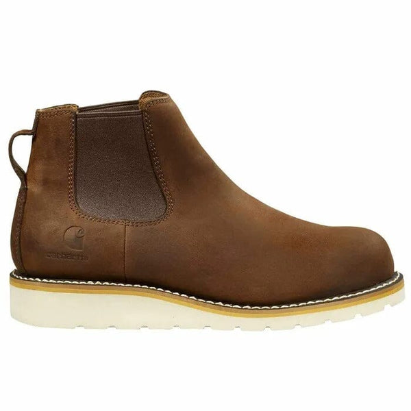 Brown leather boot with white sole on a white background