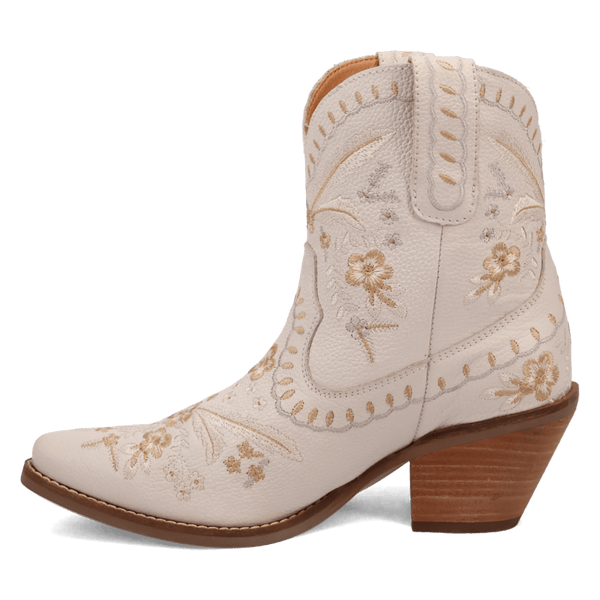 Dingo 1969 Women's - 7" Primrose White Floral Western Ankle Booties - Snip Toe