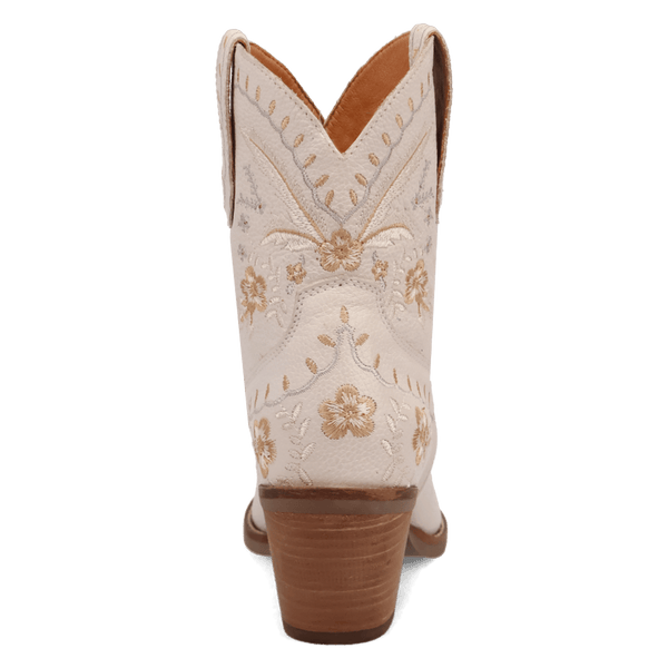 Dingo 1969 Women's - 7" Primrose White Floral Western Ankle Booties - Snip Toe