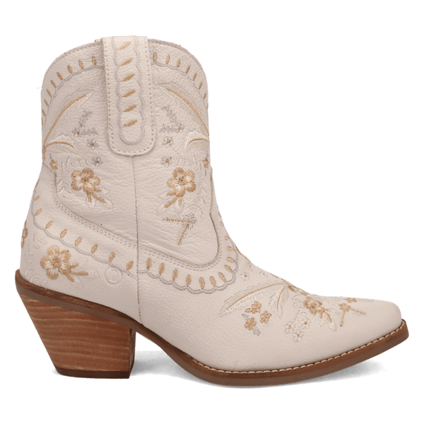 Dingo 1969 Women's - 7" Primrose White Floral Western Ankle Booties - Snip Toe