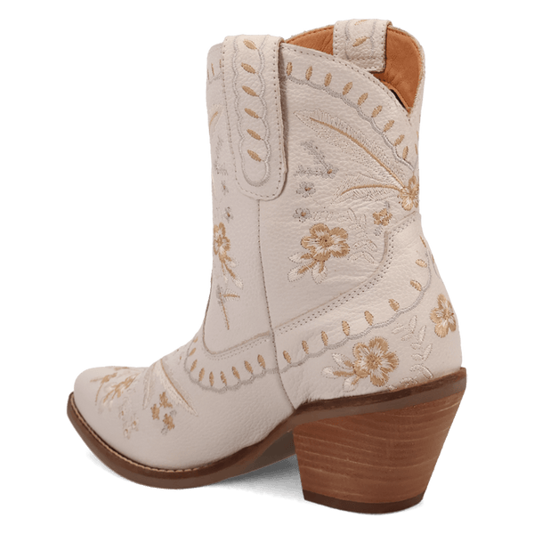 Dingo 1969 Women's - 7" Primrose White Floral Western Ankle Booties - Snip Toe