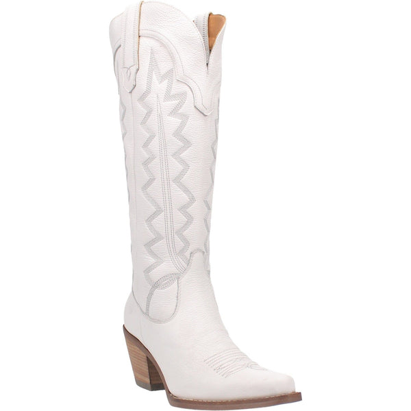 Dingo Women's - 16" High Cotton White Western Boots - Snip Toe