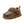 Load image into Gallery viewer, Brown children's moccasin shoe with a patterned top and strap across the tongue