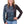 Load image into Gallery viewer, woman wearing black and turquoise long sleeve zip up shirt with rose print