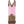 Load image into Gallery viewer, back view of kids cowgirl boot with distressed brown vamp and pink shaft with white and brown stitching
