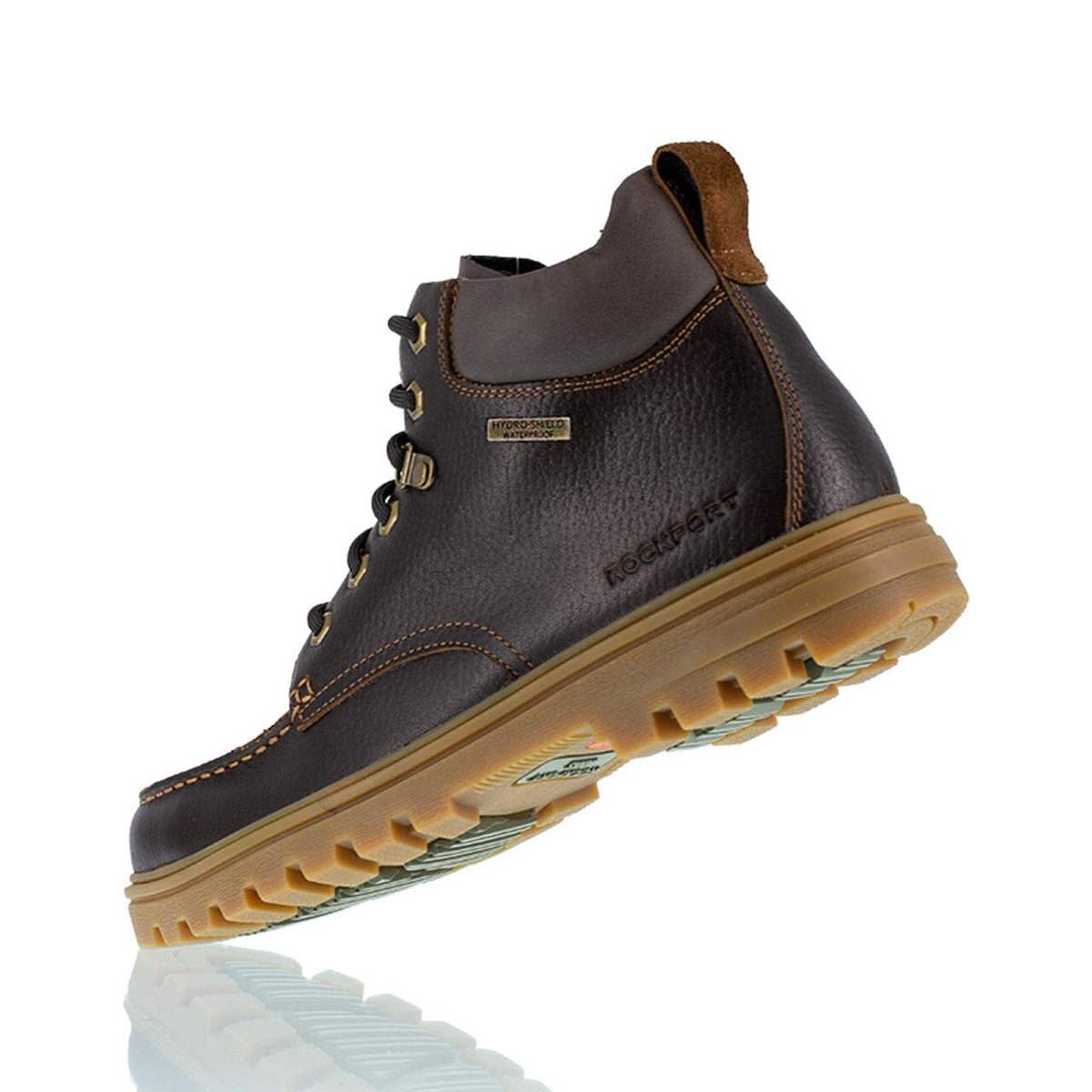 NWT ROCKPORT Mens Brown Weather Or Not Toe Block Heel Leather Boots Shoes 10 Weather Or Not PT Boot Dark Brown- Wide – Quarks Shoes main image 3