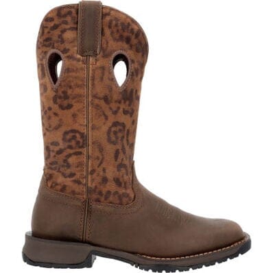 Rocky Women's - 12" Rosemary Leopard Pull-On Western Boot - Square Toe