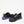 Load image into Gallery viewer, Black and purple lace-up sneakers with green accents on a white background