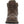 Load image into Gallery viewer, front of brown boot with brown laces, gold eyelets, and black upper vamp-heel accent