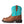 Load image into Gallery viewer, side view of mid-rise kids cowgirl boot with turquoise shaft and brown foot a decorative stitching 
