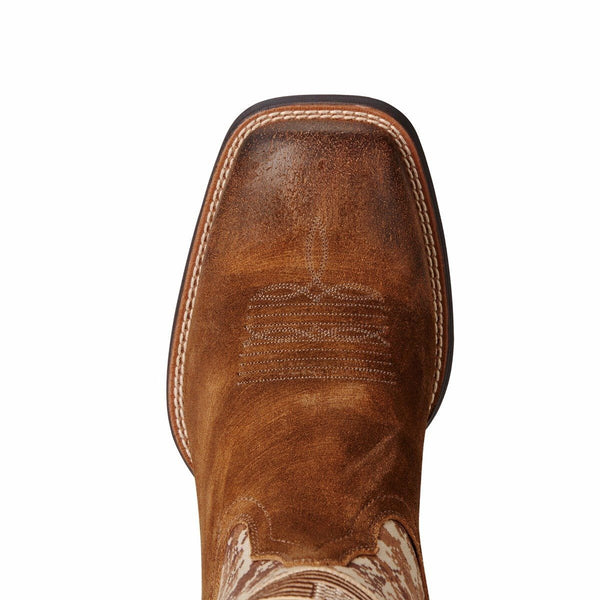 square toe on a brown cowboy boot
