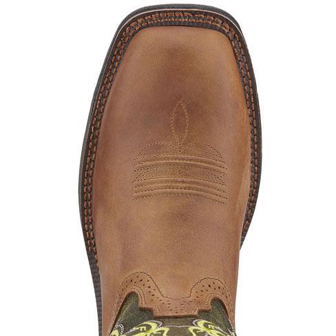 square toe on a brown cowboy boot