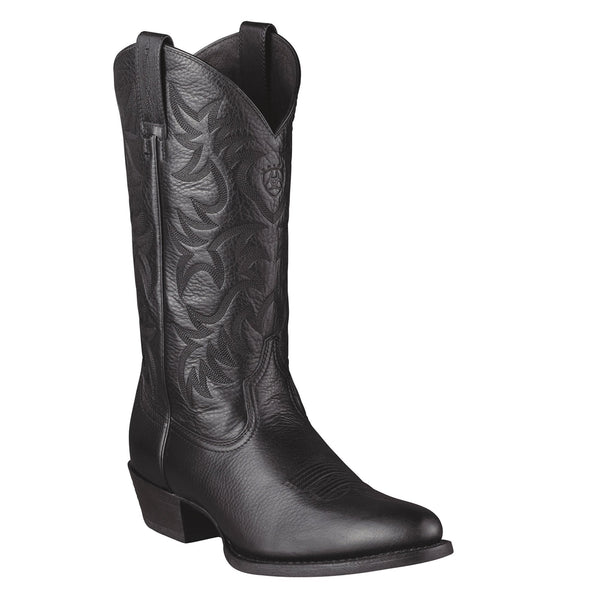 black cowboy boot with black embroidered shaft 
