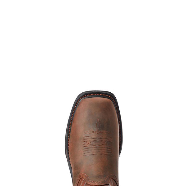square toe on a red brown cowboy boot