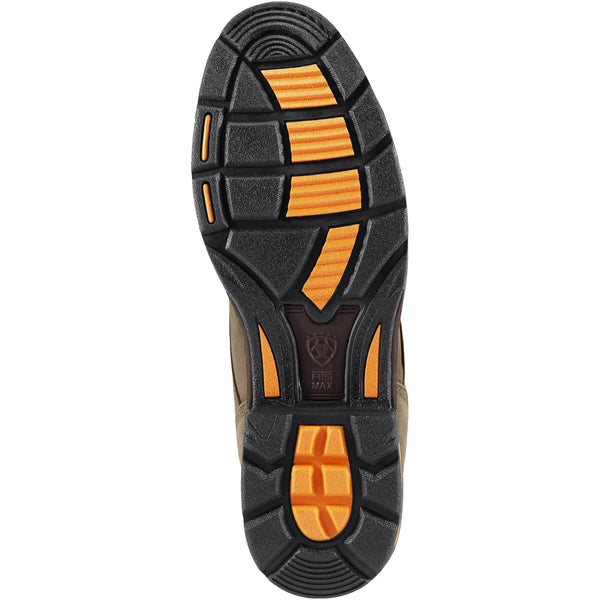 black and orange sole on work boot
