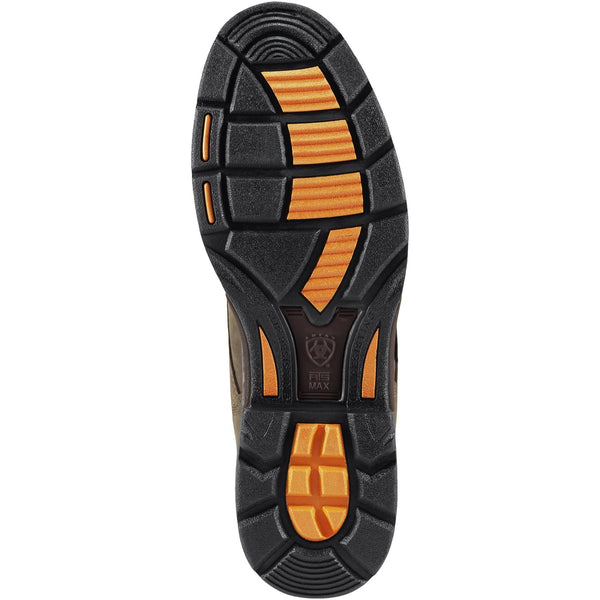 black and orange sole on work boot