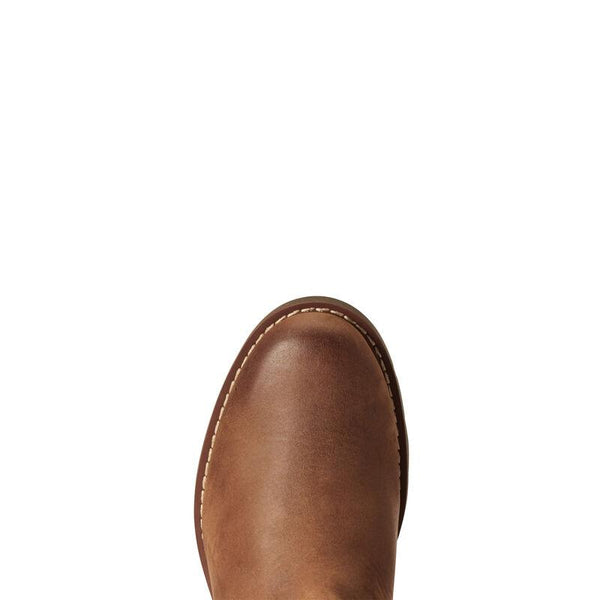 round toe on slip on brown boot