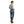 Load image into Gallery viewer, back full body view of Woman wearing light grey shirt tucked into light blue jeans
