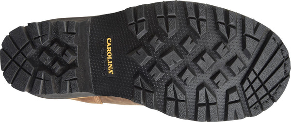 black sole with yellow logo on work boot 