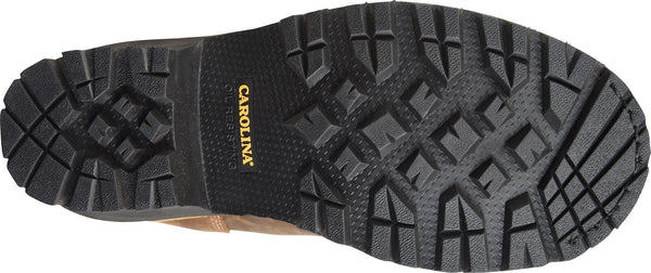 black sole with yellow logo on work boot