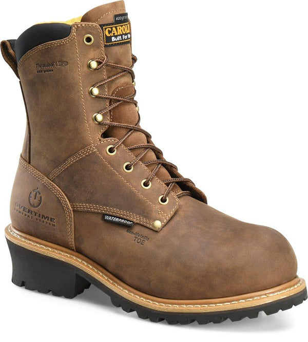 hightop brown work boot with black sole