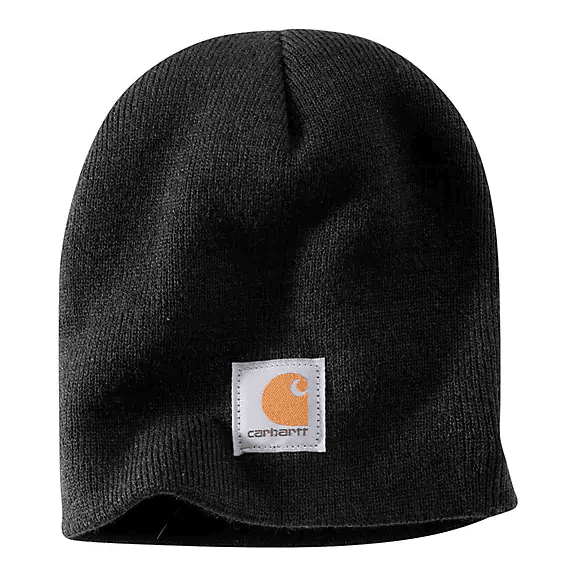 black beanie with Carhartt logo on front