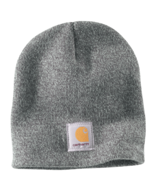 grey beanie with Carhartt logo on front 