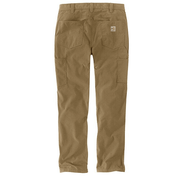 back view of khaki cargo pants