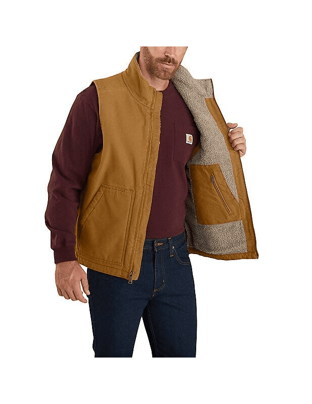 V33 104277-BRN Carhartt Men's Loose Fit Mock Neck Sherpa-lined