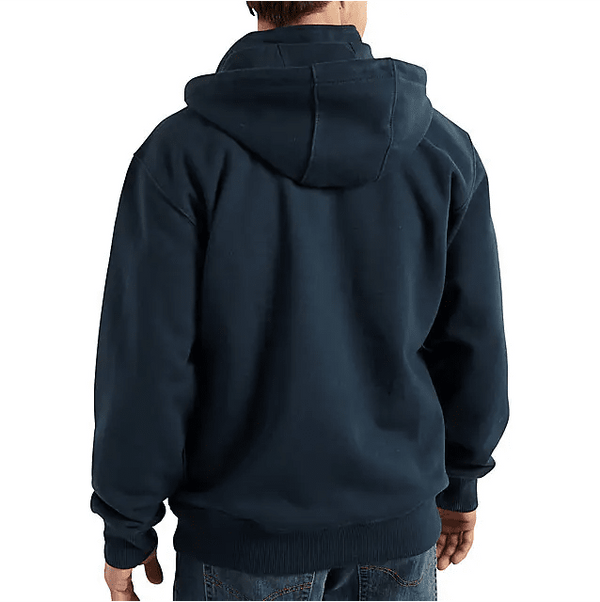 back of man wearing navy blue hoodie