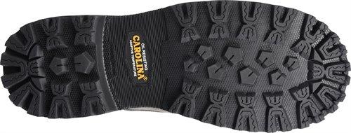 black sole with yellow logo on work boot