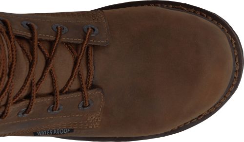 round toe of tan boot