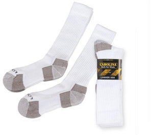 long white socks with grey accents on heel and toe