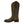 Load image into Gallery viewer, side view of tall dark brown cowgirl boot with turquoise stitching on shaft and dark brown vamp stamp