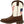 Load image into Gallery viewer, left side view of pull on square toe kids western cowboy boot with dark brown vamp, pull straps, and hem and white shaft with American flag on front and back