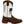Load image into Gallery viewer, right side view of pull on square toe western cowboy boot with dark brown vamp, pull straps, and hem and white shaft with American flag on front and back
