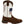 Load image into Gallery viewer, right side view of pull on square toe western cowboy boot with dark brown vamp, pull straps, and hem and white shaft with American flag on front and back