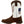 Load image into Gallery viewer, left side view of pull on square toe western cowboy boot with dark brown vamp, pull straps, and hem and white shaft with American flag on front and back
