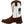 Load image into Gallery viewer, left side view of pull on square toe western cowboy boot with dark brown vamp, pull straps, and hem and white shaft with American flag on front and back