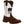 Load image into Gallery viewer, pull on square toe western cowboy boot with dark brown vamp, pull straps, and hem and white shaft with American flag on front and back
