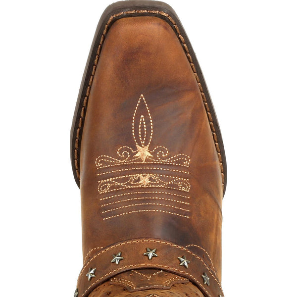 square toe with gold embroidery on boot