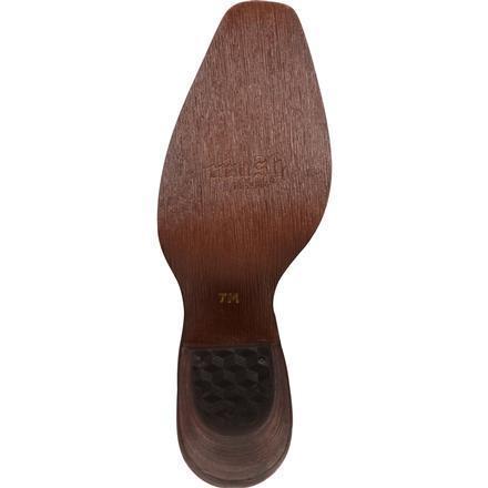 brown sole on boot with narrow toe
