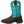Load image into Gallery viewer, alternate side of cowgirl boot with turquoise shaft and dark brown vamp and black and white embroidery
