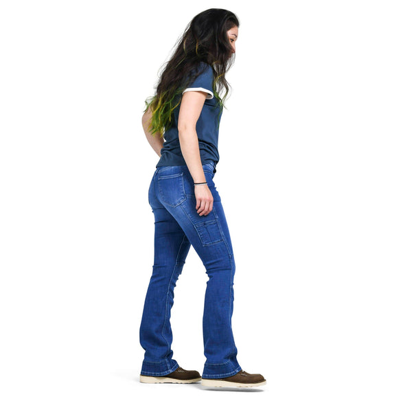 Dovetail Women's Dx Bootcut Mid-Rise Jean in Blue Sky Denim