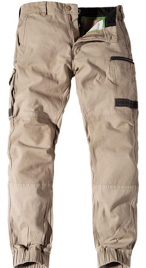 cuffed khaki work pants with cargo pockets