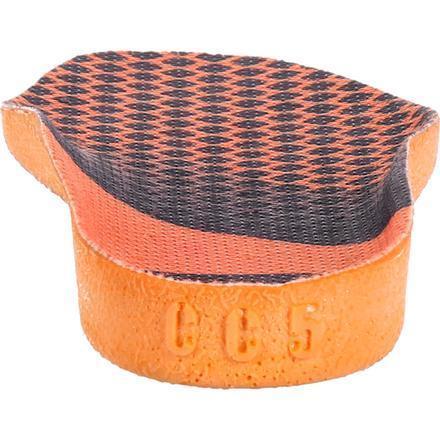 back of orange and black shoe insole