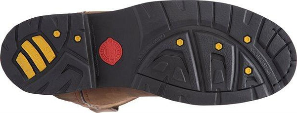 black sole with yellow accents and red logo in center