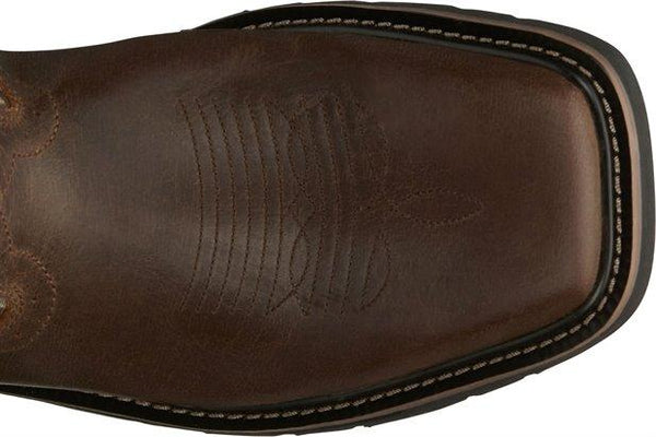 square toe on brown boot