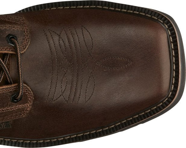 square toe on brown boot
